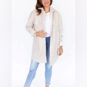 Jillian Harris X Jackson Rowe The Scholar Shacket Warm Vanilla Heart Jacket
